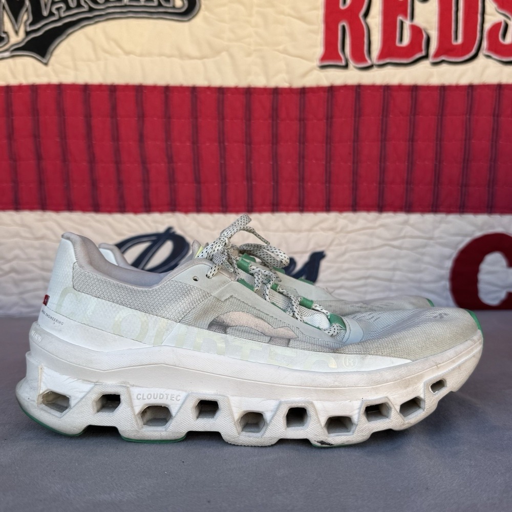 Size 9.5 - On Cloudmonster Running‎ Sneakers in Gray and Green - Picture 8 of 12